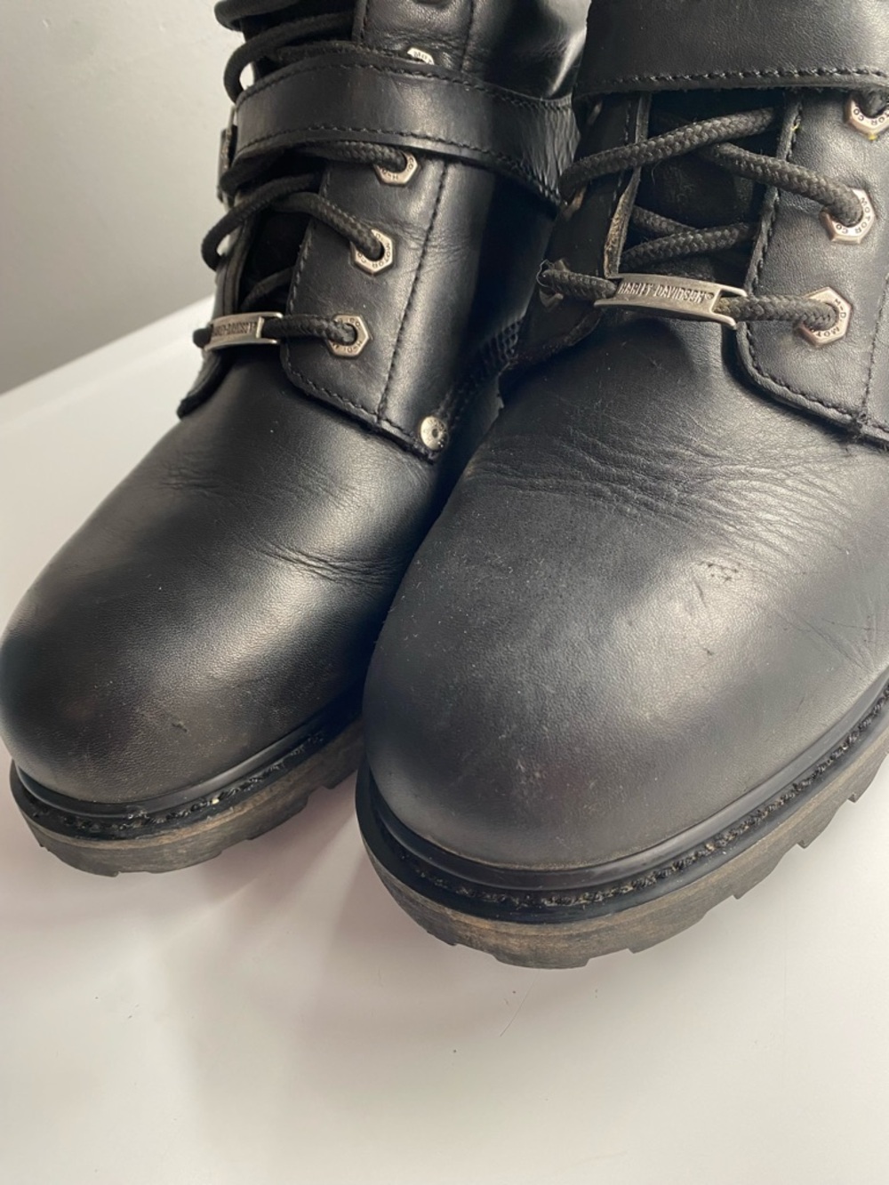 Men’s Harley-Davidson Black Leather Lace-Up Steel-toe Motorcycle Boots 11.5 - Picture 5 of 10